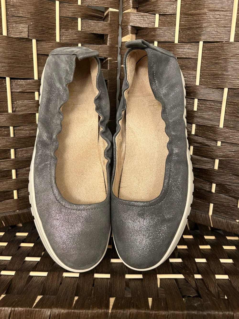 Vionic Metallic Gray Uptown Ballet Flats